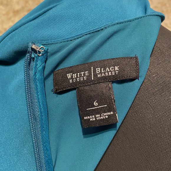 White House Black Market Teal Stretch Tiered Dress Size 6 - Picture 4 of 7